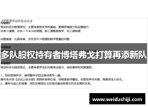 多队股权持有者博塔弗戈打算再添新队